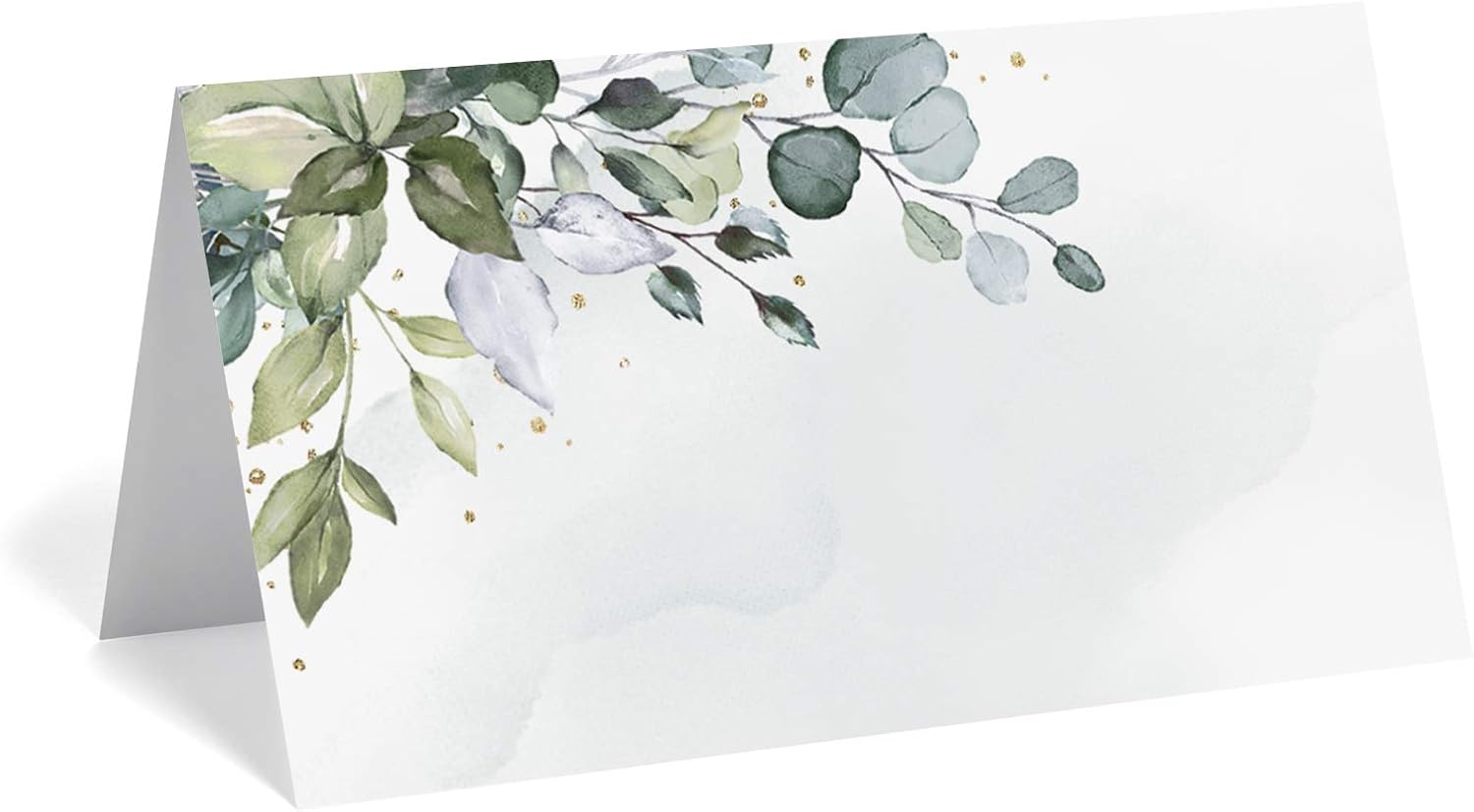 Bliss Collections Greenery Watercolor Place Cards for Wedding or Party, Seating Place Cards for Tables, Scored for Easy Folding, 50 Pack, 2 x 3.5 Inches: Kitchen & Dining