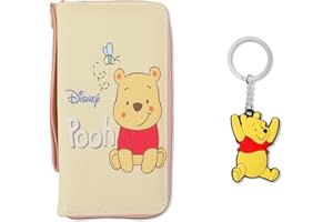 G-AHORA Cute Winnie Wallets with Keychain Cartoon Winnie Coin Purse Faux Leather Cute Wallet Gift for Girls Women (KCWC-Pooh)