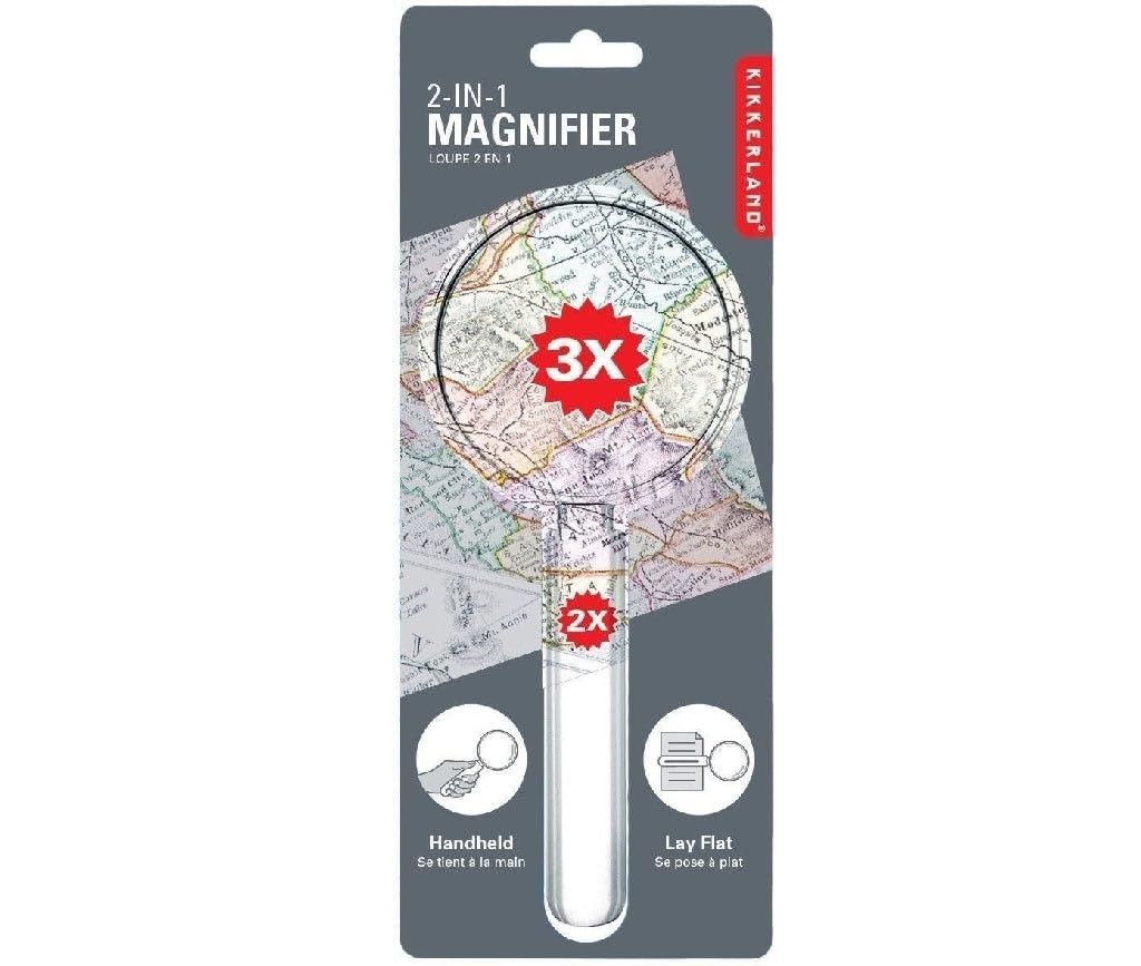Kikkerland 2-in1 Reading Magnifier - Hand Held and Read Flat