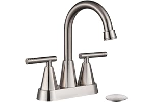 Cobbe Bathroom Faucets 3 Hole, 4 Inch Bathroom Sink Faucet with Pop Up Drain and 2 Supply Hoses, 2 Handle Centerset Bathroom 