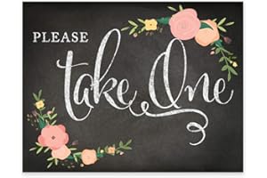 Andaz Press Wedding Party Signs, Chalkboard Pink Coral Floral Roses Print, 8.5x11-inch, Please Take One, 1-Pack