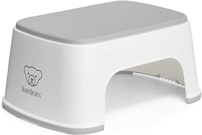 BabyBjorn Step Stool White/Grey Non-Slip Stable 1 Stool