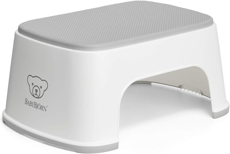 BabyBjorn Step Stool White/Grey Non-Slip Stable 1 Stool