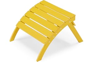 BUPPLEE Folding Adirondack Ottoman for Adirondack Chair, HDPE All Weather Outdoor Footrest Poly Lumber Adirondack Footstool for Patio, Backyard, Garden, Easily Storage - Yellow