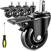 AGPTEK Set of 5 Office Chair Casters Heavy Duty with Locks, 11x22mm Office Chair Wheels Replacement with Brakes, Quiet Office