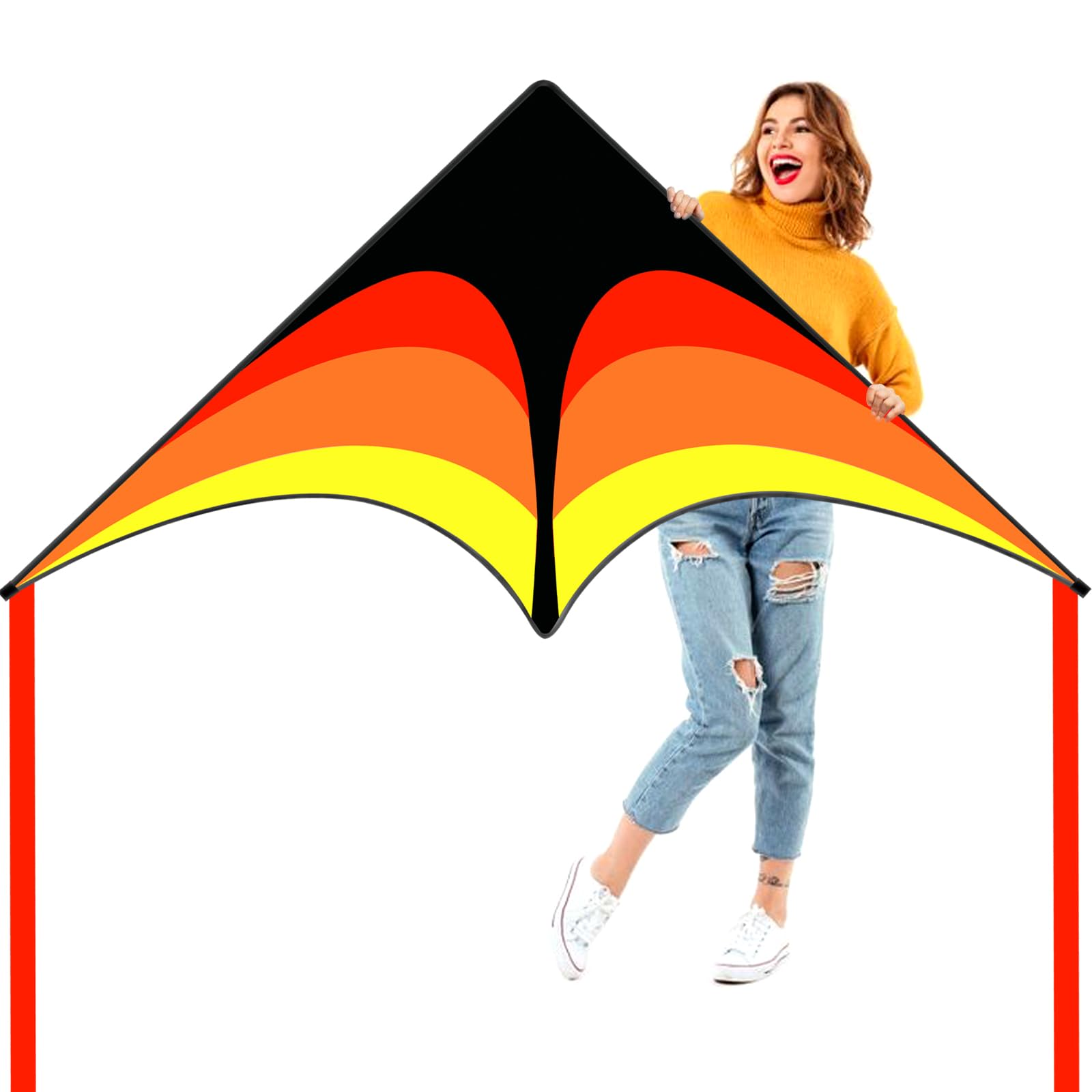 Delta Kite for Adults and Children, 60 x 30 inches, Single Line Kite Easy to Fly, Complete with 300 ft Kite Line and Handle — image 1