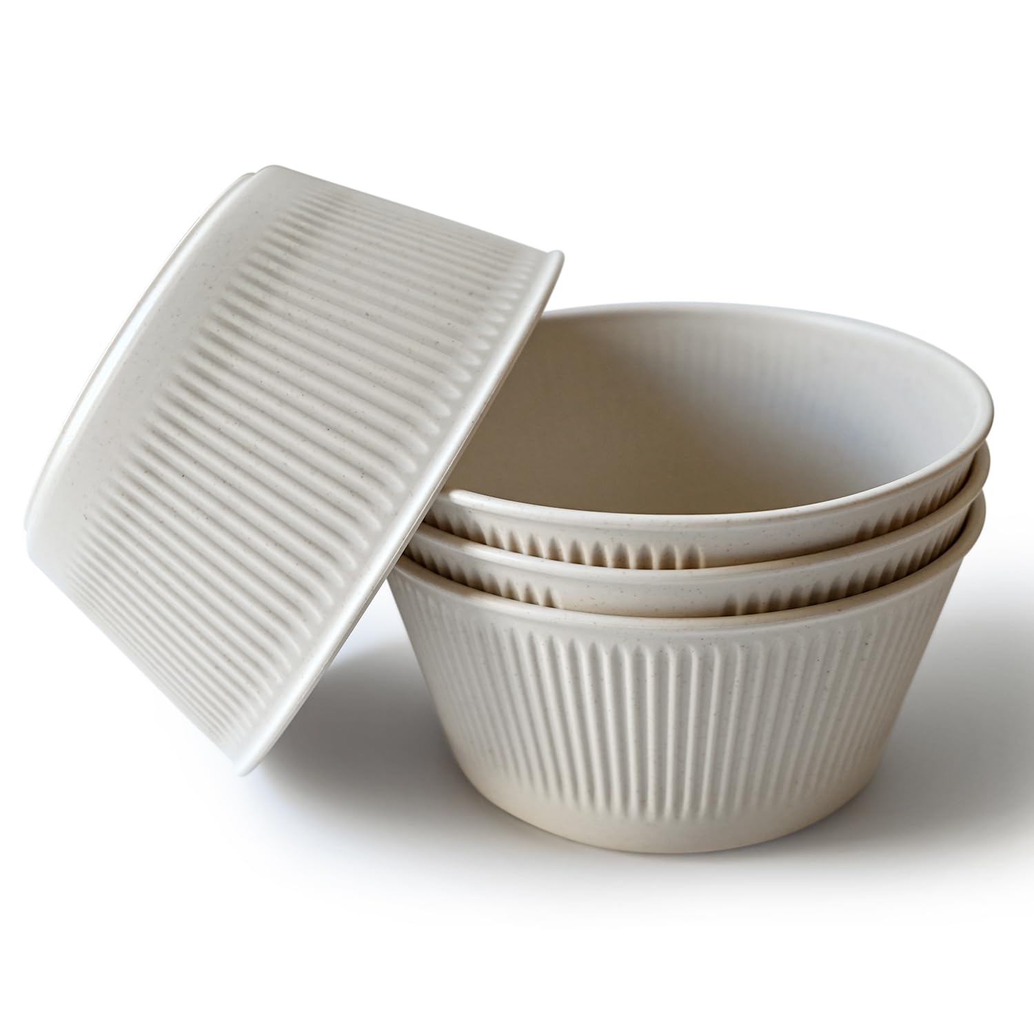 Photo 1 of Plastic Mixing Bowl Set for Kitchen, Food Prep Containers Kitchen Utensils Set of 4 Salad Bowls for Pasta, Fruit, Soup or Cereal, Wheat Straw Dinnerware Set Mixing Bowls for Seasoning or Meal Prep