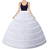 LJXploreMax Women's Crinoline Petticoat 6 Hoop Skirt Long Underskirt Full A-Line Slip for Under Bridal Wedding Dress Ball Gown to Make Dress Puffy