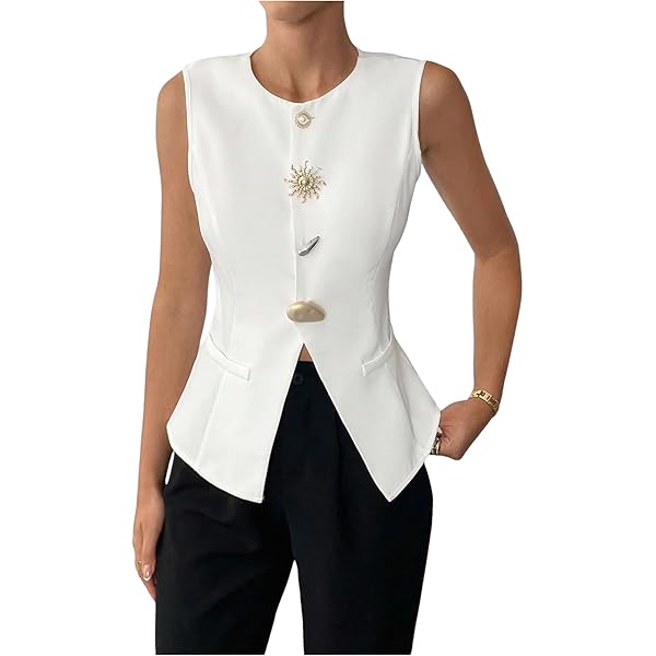 Formal Vest Women's Waistcoat by ESLA Buttoned Front