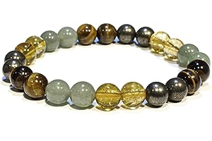ANAYA AGATE Money Wealth Success Bracelet - Pyrite Green Aventurine Tiger Eye Citrine Bracelet Set for Men Women Healing Calming Anxiety Stress Relief Gifts Pulseras para Hombres Mujer Stocking Stuffers