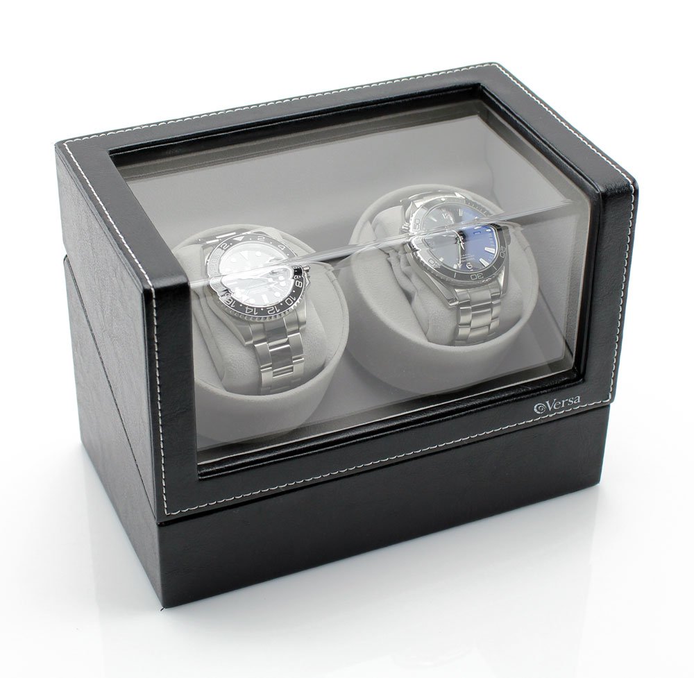 Double Watch Winder by Versa - Elite Automatic Watch Winder - Ultra Quiet Japanese Motor - 12 Settings - Compatible with Rolex's, Omega, Breitling, Cartier, and More