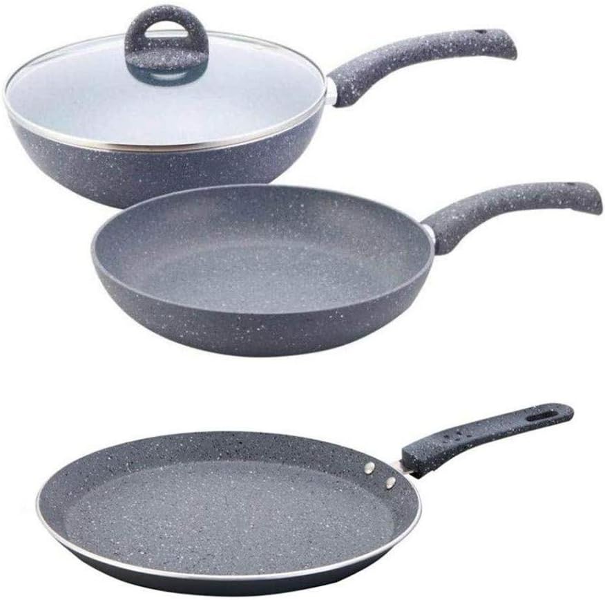 Wonderchef Granite Cookware Set, 3Pieces + (Free Dosa Tawa 26cm) Item