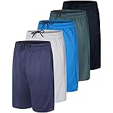 Real Essentials 5 Pack: Boys' Athletic Basketball Sports Shorts Pockets - Quick Dry Youth Teens Kids Gym (4-18 Years)