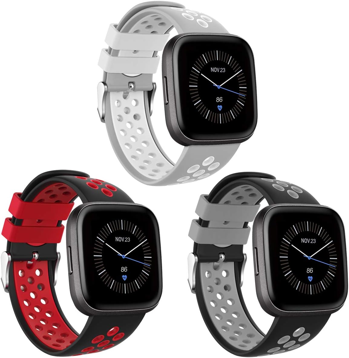 Unodrm Strap Compatible for Fitbit Versa Strap/Versa Lite/Versa 2 Strap Women Men, Silicone Replacement Wristband Compatible for Fitbit Versa/Versa 2/ Versa Lite/Versa SE Smartwatch (No Watch)