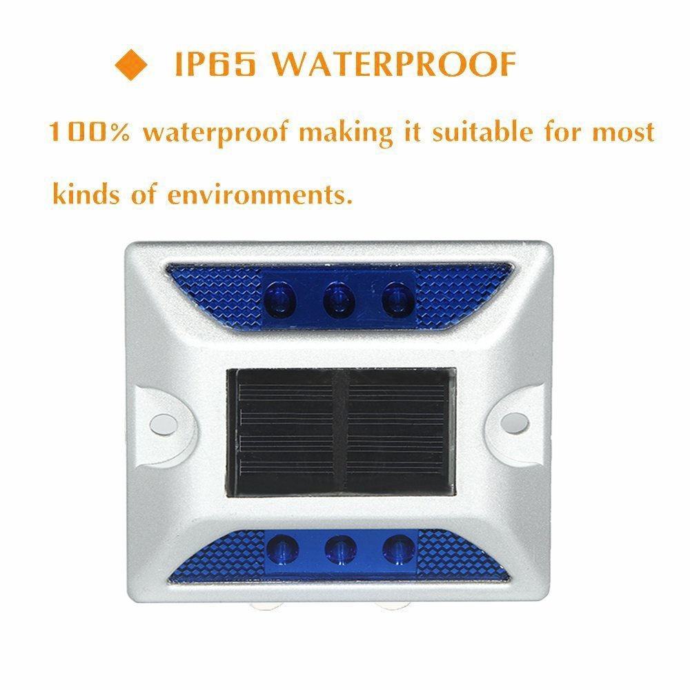 Deck Lights, SOLMORE 2 Pack LED Solar Dock Path Road Lights Marker lights,Waterproof Driveway Warning Lights for Outdoor Fence Patio Stud Yard Garden Pathway Stairs Step Lights Blue