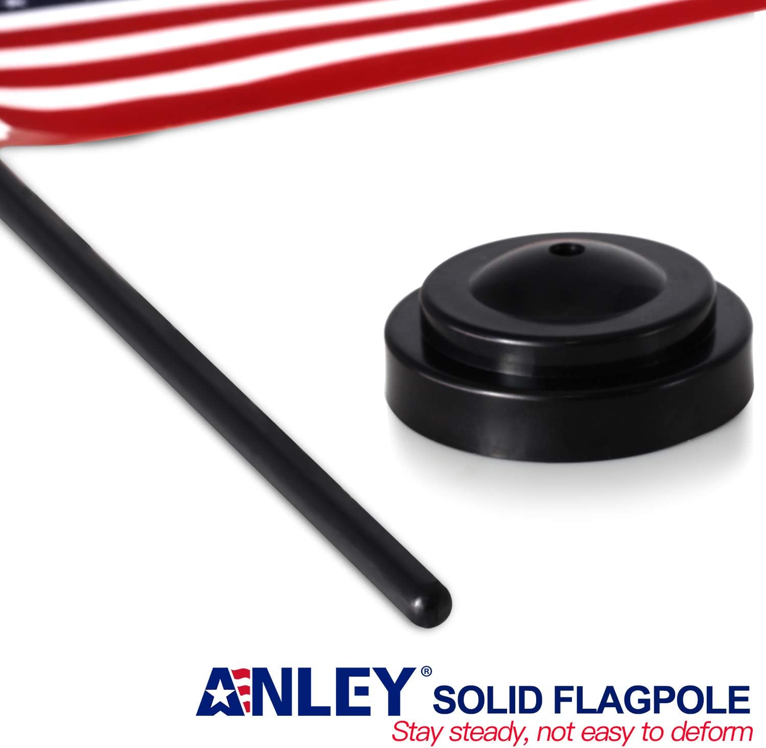 ANLEY USA Deluxe Desk Flag Set - 6 x 4 inch Miniature American US Desktop Flag with 12" Solid Pole - Vivid Color and Fade Resistant - Black Base and Spear Top : Office Products