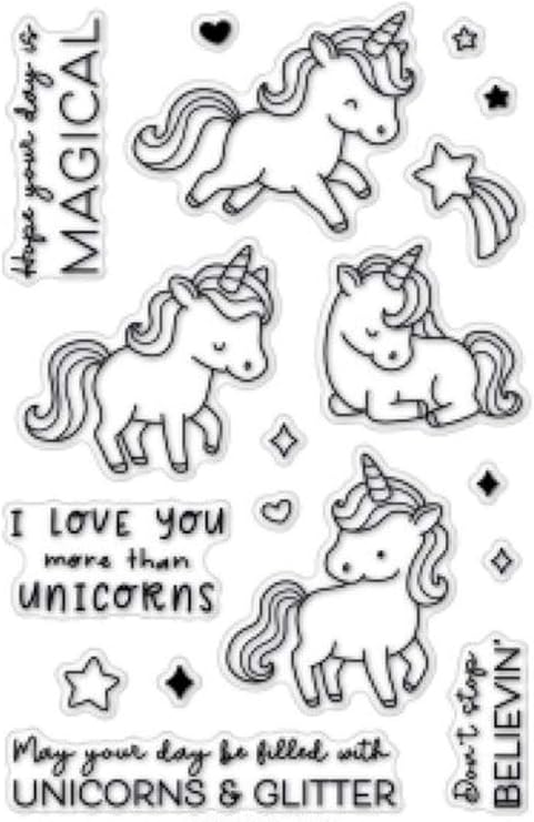 Amazon Co Jp ユニコーン透明クリアシリコンスタンプ Diyスクラップブッキング フォトアルバム用シール装飾クリアスタンプシート1612 文房具 オフィス用品