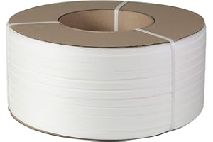 PACKAGEZOOM 1/2" Strapping 9900 Ft Machine Grade 8x8 Core Polypropylene Heavy Duty Grade Strapping, 1 Roll, White
