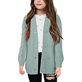 Apbondy Girls Cable Knit Cardigans Button Down Long Sleeve Chunky Sweater Outerwear