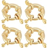 Beebeecraft 1 Box 10Pcs Real 14K Gold Plated Spring Clasps with Round Close Ring Necklace Link Connector Charms Open Trigger Clasp Findings for Jewelry Making Necklaces Bracelets Anklets DIY Crafts