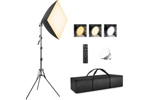 Softbox Photography Lighting Kit, Foccalli 85W Rotatable Soft Box Continuous Lighting with Dimmable 2700-6400K LED Light Bulb