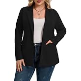 LUVOUS Women's Plus Size Blazers Long Sleeve Work Casual Suit Jackets | Stretchy Plus Size Blazer for Cuvy Women, Flap Pockets, Notched Lapel, 1 Button Closure, Work Casual Business Suit Jackets