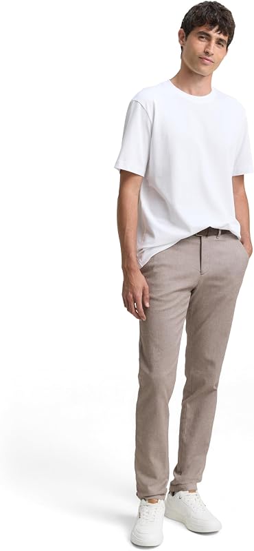 Pantalones para Hombre, 39128 - Estructura de zig Zag marrón Blanco, 30W / 30L