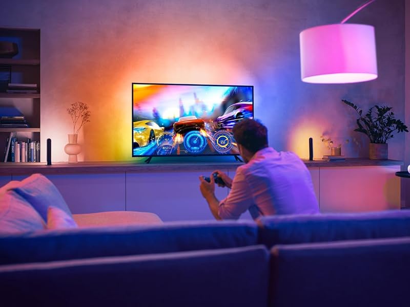 Lightstrip Play Gradient pour TV 65 pouces, Bande ambilight pour synchronisation de la lumière avec l'écran, Bande led compatible avec Alexa, Google Assistant et Apple Homekit