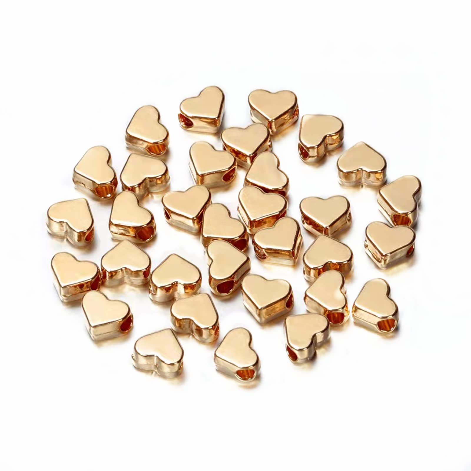 Photo 1 of 100 Pieces Gold Heart Shape Spacer Beads Small Hole Spacer Beads Metal Loose Beads for Making Bracelet Necklace Earring Accessories DIY Handmade Craft
