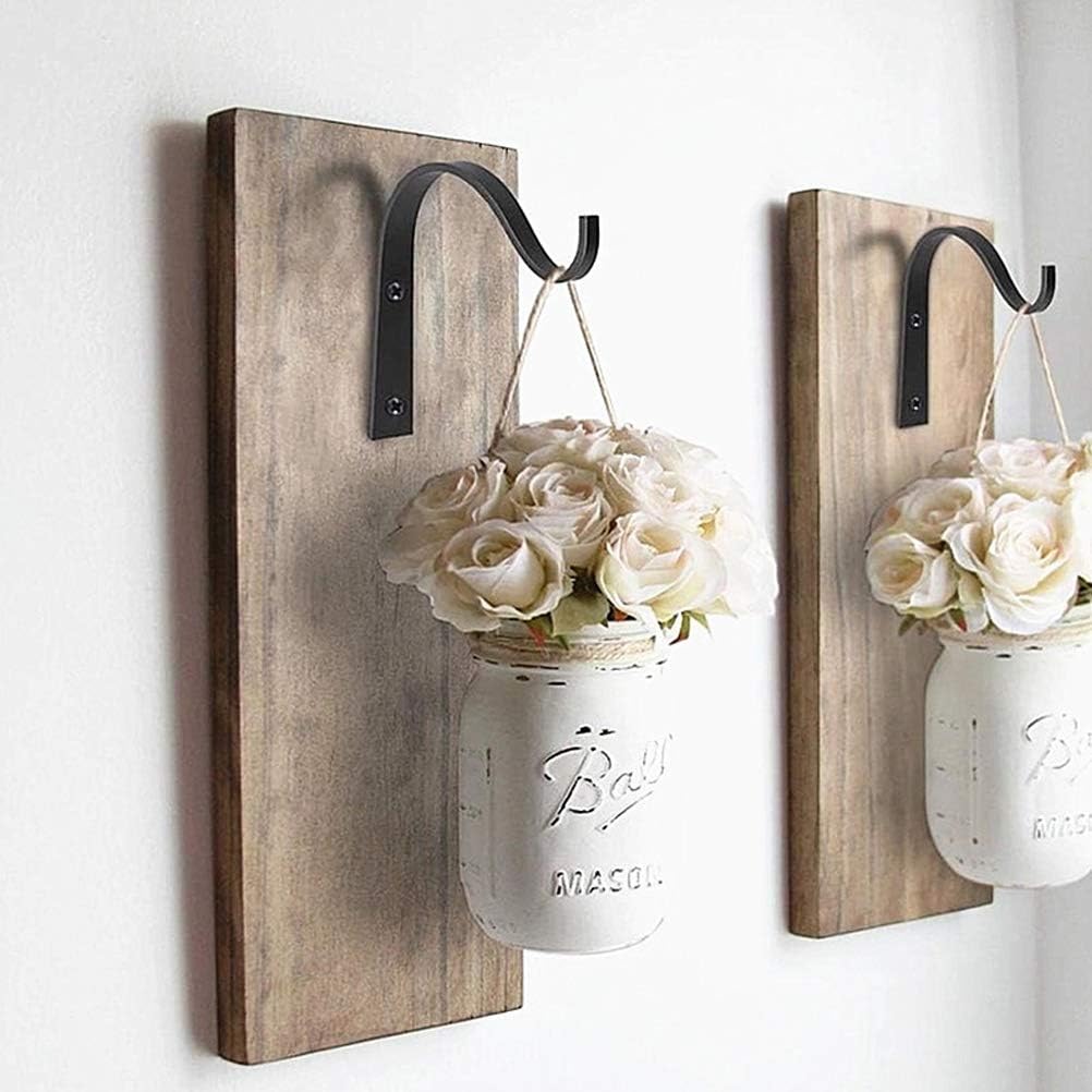 4 Pieces Metal Wall Hook Plant Hanger Bracket Decorative Iron Wall Hooks Decorative Coat Hook Metal Lantern Bracket for Hanging Baskets Lantern Artworks Home Decor Come with Screws, White - Image 5