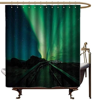 Amazon Com Shower Curtains Rings Black Northern Lights Wooden