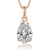 Synlahsky 6 ct Moissanite Necklace for Women,925 Sterling Silver Teardrop Pendant 14K White Gold Plated with Certificate