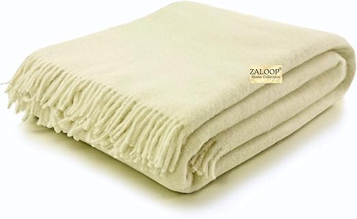 Zaloop Wolldecke 100 Merino Schurwolle Creme Oko Tex Zertifiziert Amazon De Kuche Haushalt