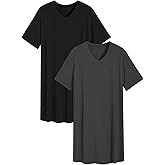Latuza Men's Bamboo Viscose Nightshirt Short Nightgown 2 Pack