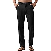 Willit Men's Linen Pants Casual Linen Dress Pants Drawstring Beach Summer Lightweight Trousers 29" 30" 32"