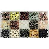 Natural Round Stone Beads Healing Engry Crystals Gemstone Beading Loose Gemstone Hole Size 1mm DIY Smooth Beads for Bracelet Necklace Earrings Jewelry Making,Box Packed … (15Colors-8mm)