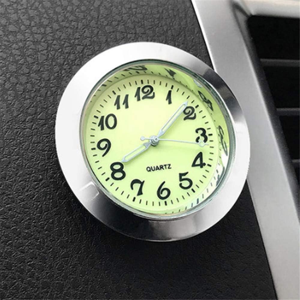 MIGHTYDUTY Mini Car Clock Table Universal Cars Classic Small Round Analog Quartz Clock, for Car Air Vent, Dashboard with Battery (Sliver