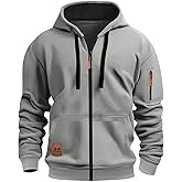 ABABC Hoodies for Men Casual Long Sleeve Full Zip Hooded Sweatshirts Fashion Athletic Workout Jackets with Multi Pockets