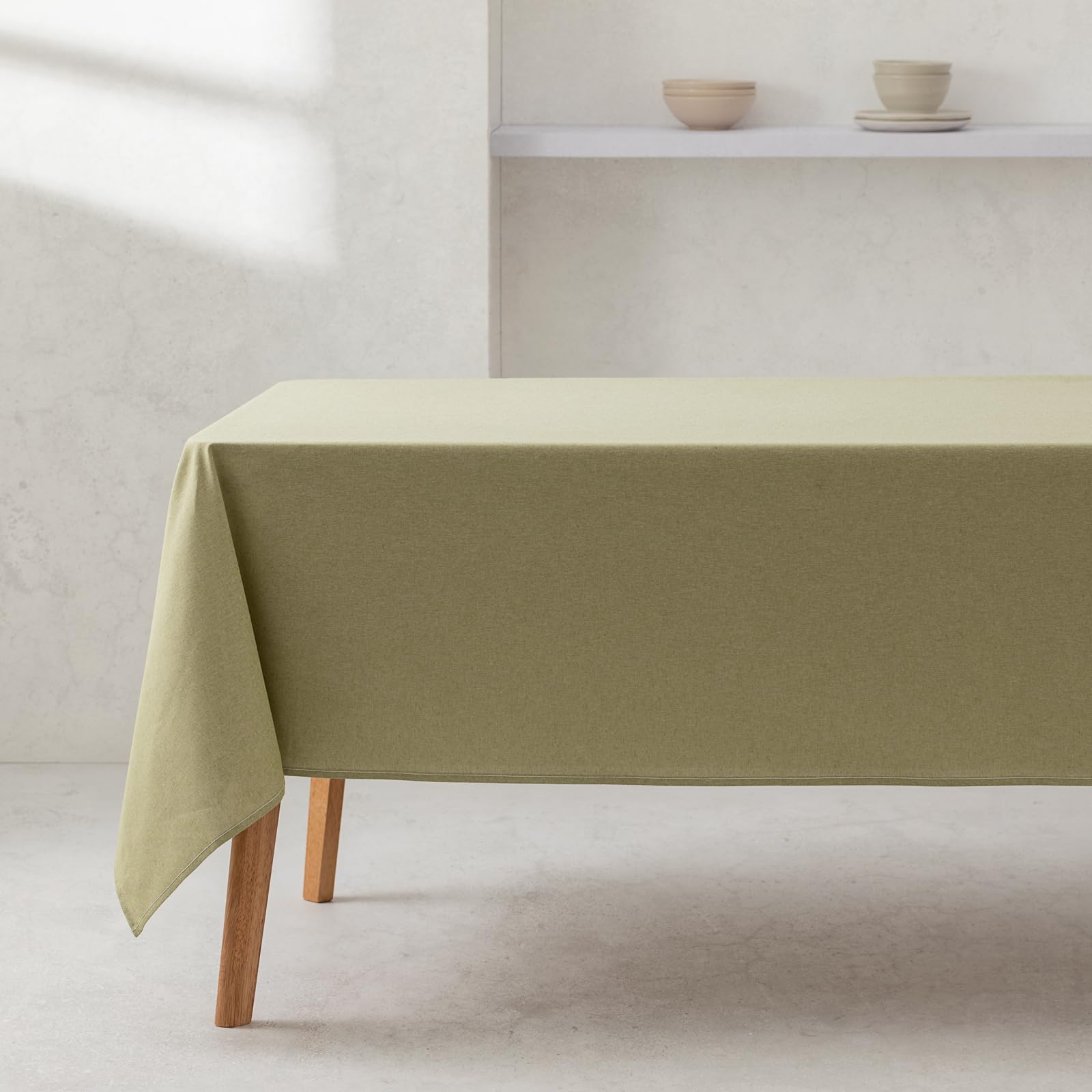 GAMUSI Tablecloth Smooth Organic Cotton Waterproof Stain Resistant Rectangular Green 140 x 300 cm