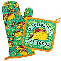 Wit Gifts WT204872 Oven Mitt and Pot Holder, No Size, Tacos