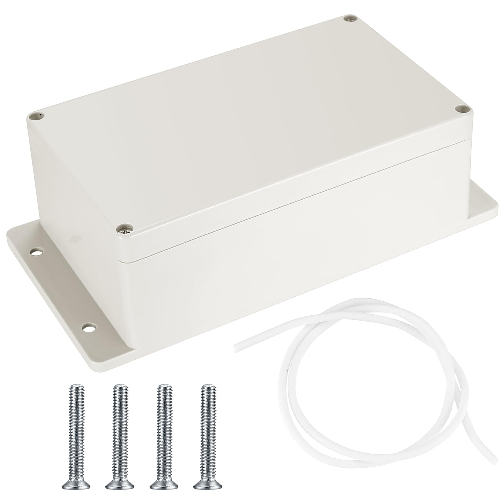 Electronic Connection Box, Waterproof IP65 Junction Box, Surface-Mounted Distribution Box, Mounting Case, Electronic Project Enclosure, Plastic Housing (grey-white with fixed ears, 200x120x75mm)