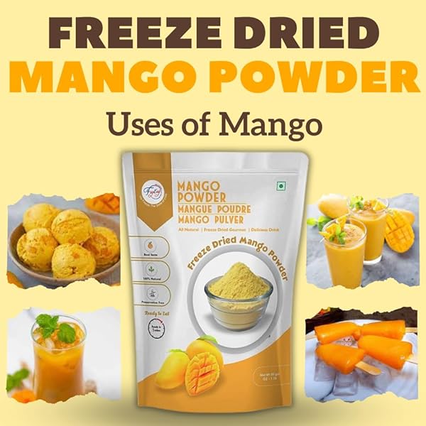 FZYEZY HEALTHY PREMIUM FREEZE DRIED MANGO FRUIT | NATURAL, NON-GMO, GLUTEN-FREE, VEGAN | NO ADDED SUGAR & PRESERVATIVES & ARTIFICIAL FLAVOR & COLOR | SUPPORTS ENERGY, ENDURANCE, AND HEALTH | PANTRY GROCERIES PERFECT FOR CAMPING & TRAVELLING | READY TO MIX POWDER IN YOUR FAVORITE RECIPES (MANGO POWDER | 227 GM)