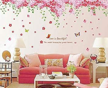 Syga Cherry Blossom Flowers Tree Wall Sticker (PVC Vinyl, 61 cm x 5 cm x 5 cm)