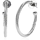 YURSHJAM Designer Twisted Cable Wire Half Hoop Earrings 18K Gold Plated Two Toned Earrings Hoops for Women Gift