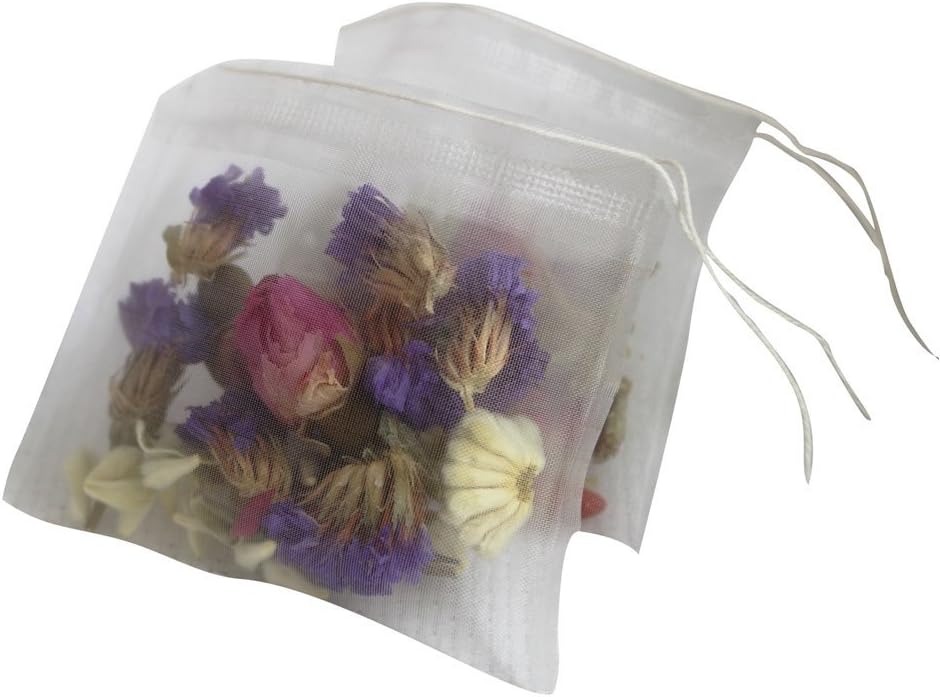 Lucklovely Empty Heat Sealing Nylon Tea Filter Bags with String for Loose Tea 2.63"2.76" 200Pcs