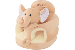 Baby Floor Seat, 17.7 Inch Cute Elephant Learn to Sit Baby Seat with Thickened Support Plate, Soft ＆ Elastic for Toddler