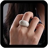 TseanYi Chunky White Resin Finger Ring Thick Dome Open Knuckle Ring White Acrylic Band Dairy Wear Rings Adjustable Stacking Joint Rings Charm Jewelry for Women