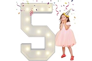 MERRY MOSAICS 4FT Marquee Light Up Numbers Letters, Mosaic Numbers for Balloons, Giant Mosaic Balloon Number 5 for 15th 25th 50th Birthday Decorations, 50th Anniversary Decor, 50th Wedding Party Decoration