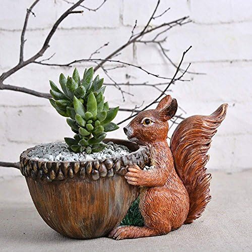 lugongjiaju Succulents Squirrel Flowerpot Planter Fashion Cute Model for Home Office Desk Best Gifts 9.06x5.12x4.92 inch
