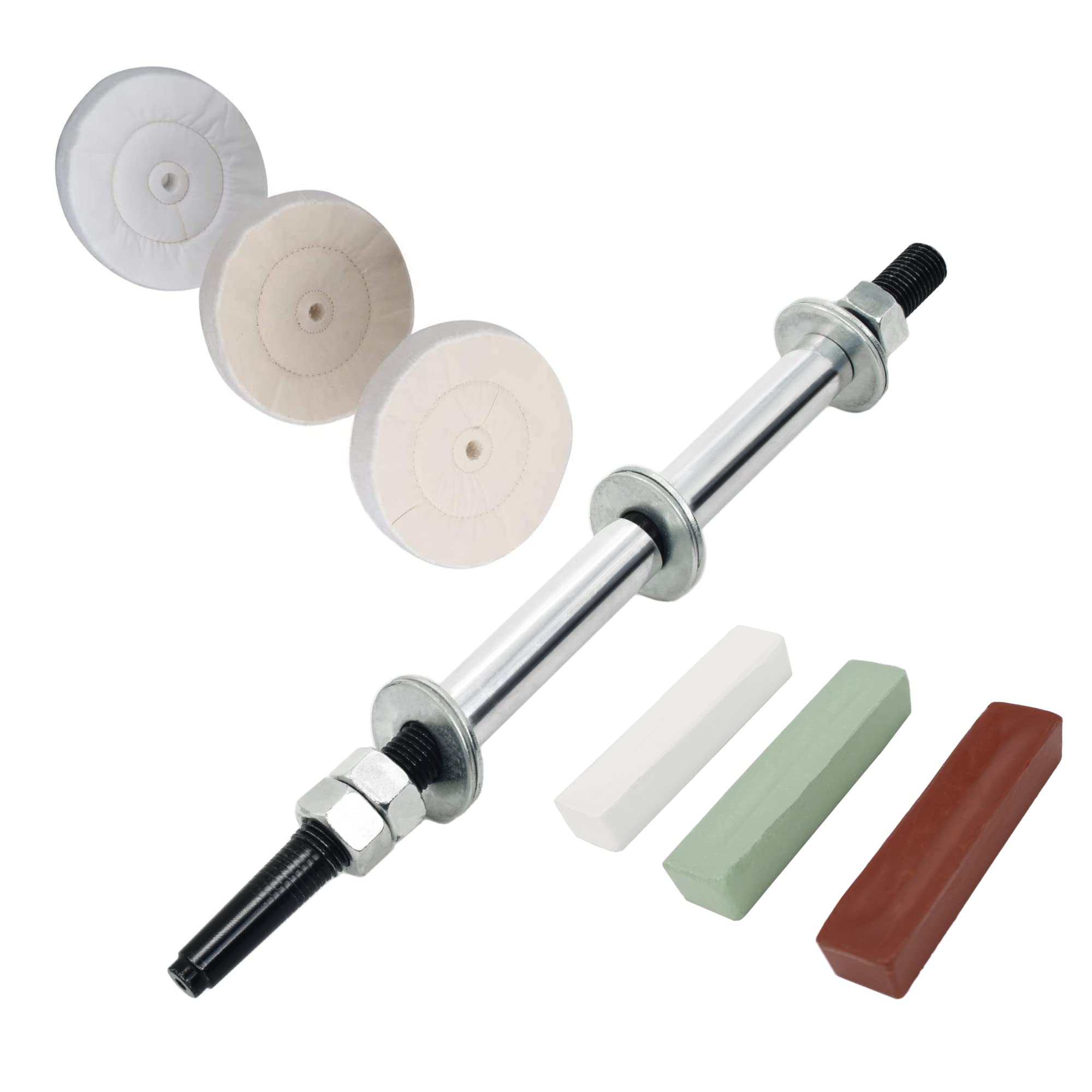 Photo 1 of scottchen PRO Woodworking Lathe Buffing System 16" #2MT Mandrel 3-Step Buffing Wheel Kits 8inch with 3pcs Polishing Cutting Compounds